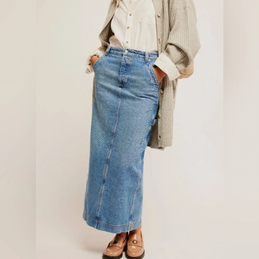 Free People We the Free Fransisco Denim Maxi Skirt